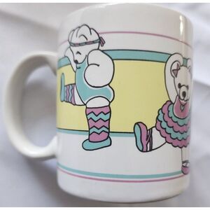 VINTAGE BALLERINA COFFEE MUG CUP 1986 BIG PRINTS 12 OZ BEARS DANCING CERAMIC‎